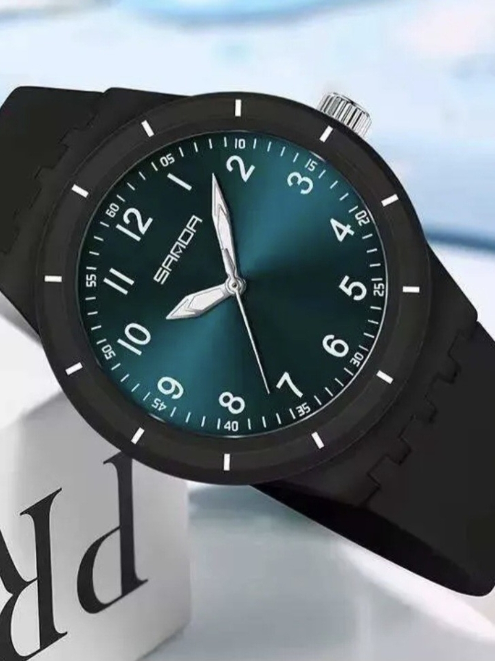 Womens Quartz Fashion Watch Black/Blue Face